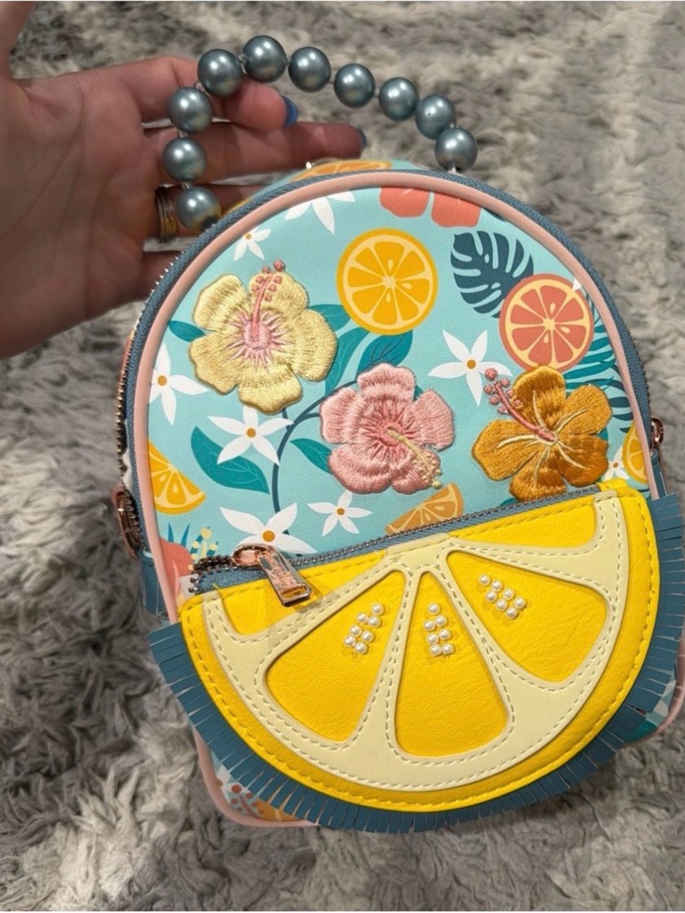 Loungefly Aqua Floral & Yellow Citrus Mini Crossbody